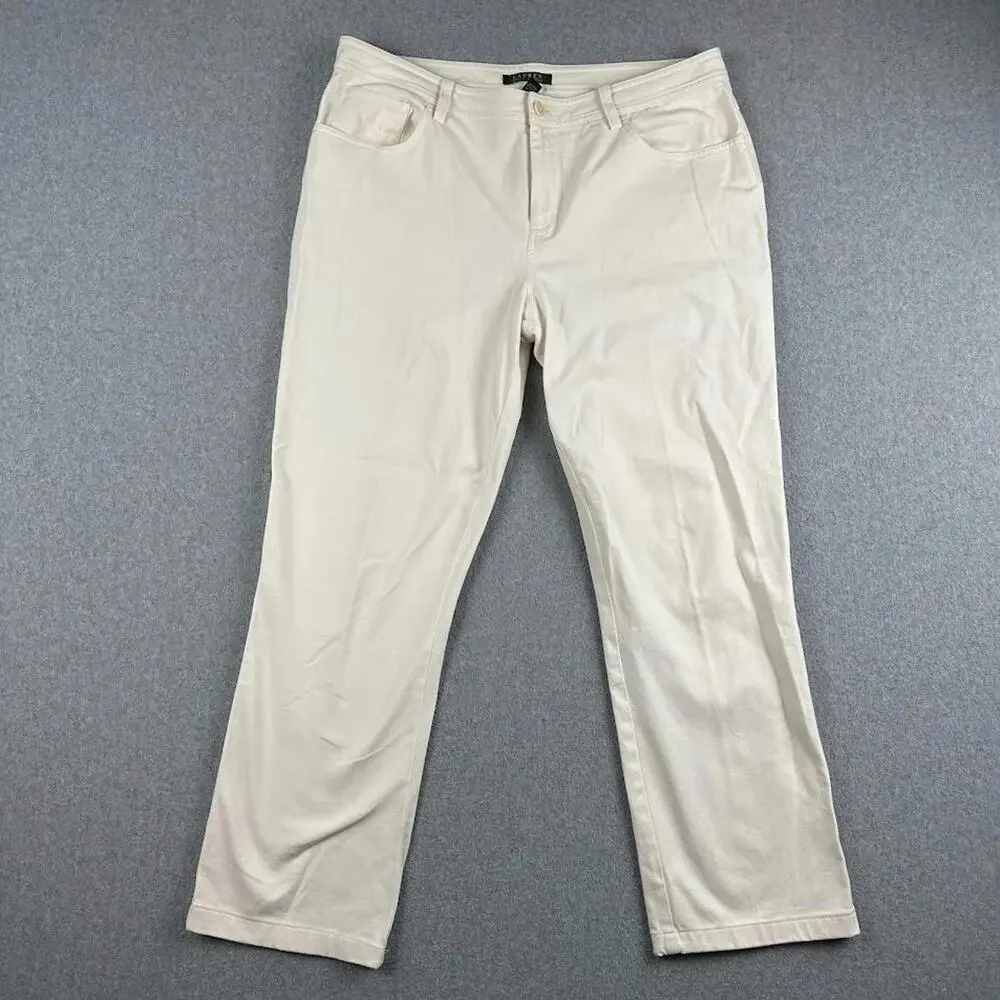Lauren Ralph Lauren Pants Womens 14 White Straight Leg Classic 32x29 Casual Golf - Picture 1 of 8